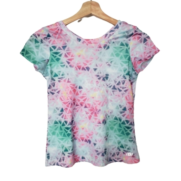 Skechers‎ Geometric Tshirt Criss Cross Back 10/12 - Picture 1 of 4